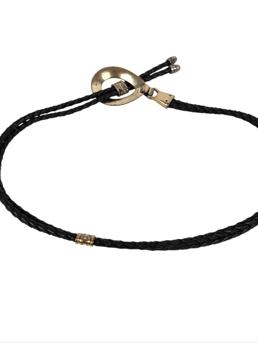 Brighton Vintage 90s Black Leather Braided Bolo Belt Western Womens One Size OS - Picture 2 of 7